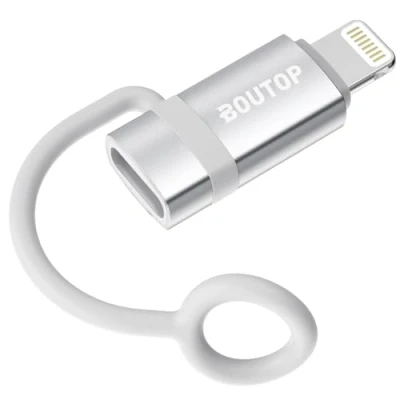Bild av BOUTOP 2023 [Apple MFi certifierad] 36 W USB C till Lightning adapter för snabb laddning, kompatibel med iPhone, iPad, iPod [2 stycken, silver]