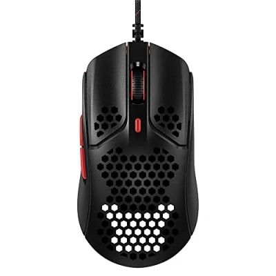 Bild av HyperX Pulsefire Haste Gamingmus Ultralätt, 59 g, bikakedesign, Hyperflex kabel, upp till 16 000 DPI, 6 programmerbara knappar vit/rosa, en storlek