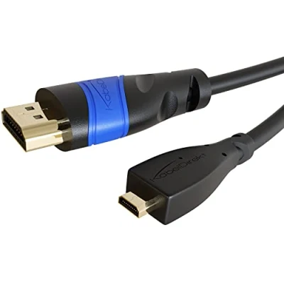 Bild av KabelDirekt Micro HDMI kabel med brottsäker design 1,5m (HDMI till HDMI, dubbelriktad, 4K@60Hz, Ultra HD, 2.0/1.4, High Speed Ethernet, för surfplattor/kameror/Raspberry Pi, svart)