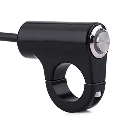 Bild av 7/8 tum 22 mm styre kontroll tryckknappsbrytare, väderbeständig aluminiumlegering motorcykel montering knapp strålkastare broms dimljus på/av (B stil självlåsande med ljus)