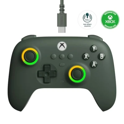 Bild av 8Bitdo Ultimate C Wired Controller for Xbox, RGB Lighting Fire Ring and Hall Effect Joysticks, Compatible with Xbox Series XS, One, Windows 10/11 Officially Licensed (Dark Gray)