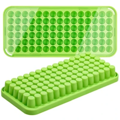 Bild av Webake Mini isbitsform silikon med lock 2 stycken 1,2 cm isbitsbehållare liten för öl, cocktails, whisky, vatten, läsk, frukt