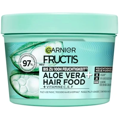 Bild av Garnier Fructis Aloe Vera Hårmask, Leave In för normalt till torrt hår, mer mjukhet och glans, intensiv fukt, utan silikoner, hårmat, 3 i 1, 400 ml