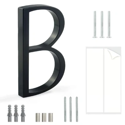 Bild av HASWARE Flytande husnummerskylt 5 tum (12 cm) Moderna dörrenummer Skyltar Platta Street Hemadress Siffror (Svart, B)