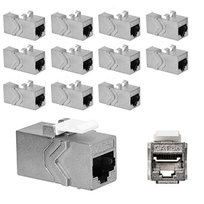 Bild av kwmobile 12 x keystone modul för CAT 6A kabel 10 Gbit/s skärmad metallhölje snäppstängning nätverkskoppling anslutning kabelförlängning