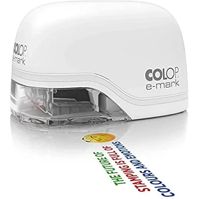 Bild av COLOP e mark 600 dpi Vit Bärbar Mobil Hand Skrivare (600 mAh Li Ion Batteri, USB/Wi Fi) för Flerfärgad Utskrift 1 Bit