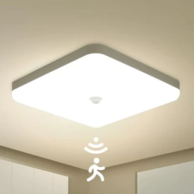 Bild av Combuh taklampa med rörelsesensor 30 W, IP56, 2400 lm, neutralt vit 4000 K, vattentät LED för badrum, kontor, veranda, garage, balkong, 25 x 4 cm