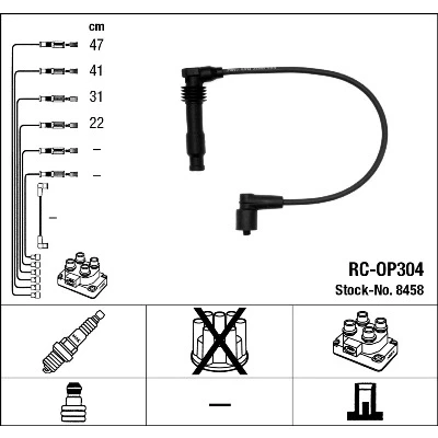 Bild av NGK 8458 Jeu De Fils d&#039;Allumage 4 OPEL: Corsa B 3/5 portes