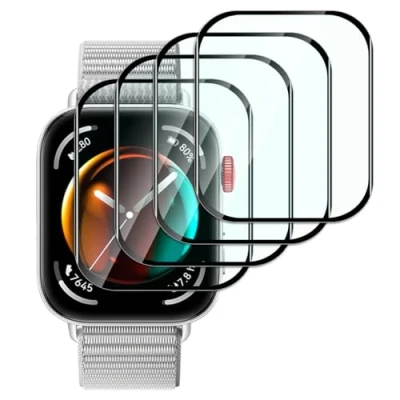 Bild av Dlxiks 4 stycken härdat glas för HUAWEI Watch FIT 3, enkel installation, 9H hårdhet, repskyddande film, HD transparent, skyddsglas 3