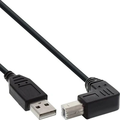 Bild av InLine 34503U USB 2.0 kabel, A till B, vinklad nertill, svart, 0,3 m