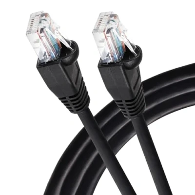 Bild av Maplin Ethernet kabel 5 m svart, CAT6 Gigabit UTP LAN nätverkskabel RJ45 hög hastighet 10 Gbps kompatibel med laptop/PC, CCTV, PS4/5, Xbox, switch, modem, roouter, smart TV, skrivare, Sky Box,