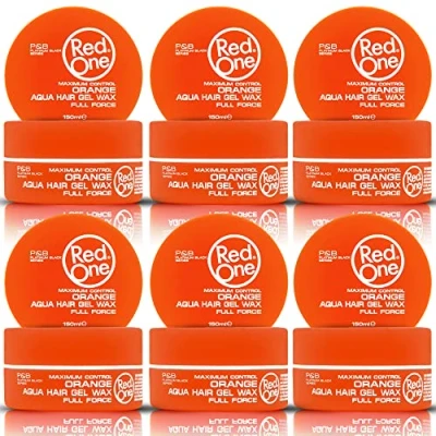Bild av RedOne Aqua Wax Orange styling 150 ml Kantkontroll Ultrabeständig Gelévax Hårvax för män och kvinnor Melondoft Maximal kontroll 6 st