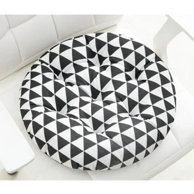 Bild av MESCXTY Rund stolsdyna sittdyna, bomull linne stolskudde mjuk tjock matsalsstol sittdyna golvkudde för stol, kontor, soffa, golv, uteplats, trädgård (50 x 50 cm, B)