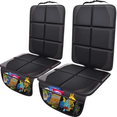 Bild av Gimars Car Seat Protector, 2 Pack, Vattentät 600D Tyg Carseat Protector Bilstolsöverdrag för Bilbarnstol med Halkfri Baksida Mesh Fickor Baby och Husdjurs SUV Sedan Lastbilsläderstolar