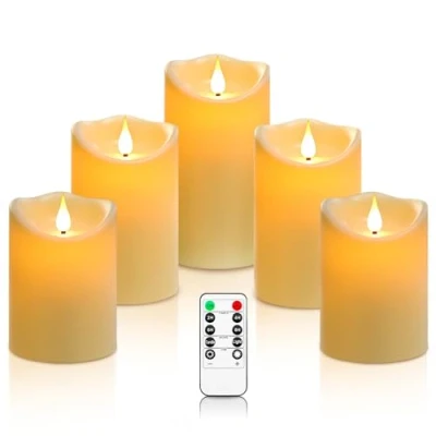 Bild av Da by flamlösa ljus, LED batteriljus, höjd 10 cm x 2, 13,5 16,5 1; diameter 8 cm; 5 st batteriljus i senaste stil