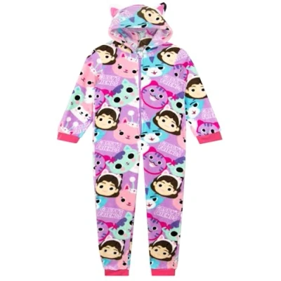 Bild av DreamWorks Gabby’s Dockhus Flickonesie Gabbys Fleece Onesie Med 3D öron Pyjamas För Tjejer Rosa 122