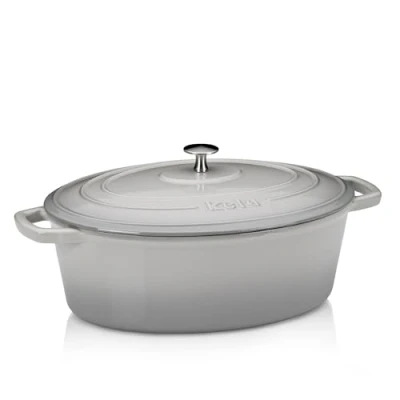 Bild av kela Gryta Calido, 6 L, gjutjärn, ljusgrå, oval, allroundbotten, emaljerad, värmebeständig upp till 300 C, 12608