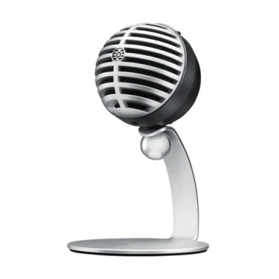 Bild av Shure MV5 Digital kondensormikrofon med kardioid plug and play iOS, Mac, PC, på skärmen, inkluderar USB och Lightning Cables Grå Svart skum