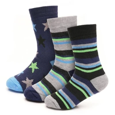 Bild av A2Z 4 Kids Pojkar Flickor Termisk Strumpor Ultimate Vinter Värme Tjock Socks AZ158 Striped A 3 Pack 11 14