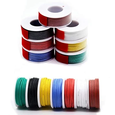 Bild av 0,82 mm² 0,05 silikon elektrisk trådkabel 7 färger 18 awg spole kroktrådar elektronikkit strängad tenn koppartråd flexibel och mjuk för gör det själv