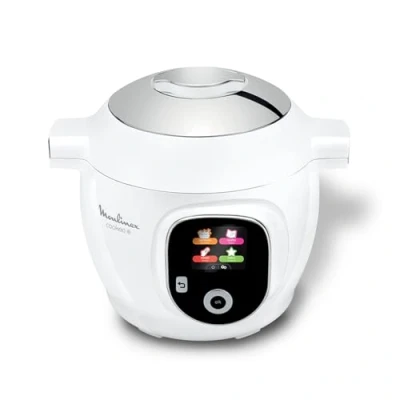 Bild av Moulinex Cookeo+ Smart multikokare med högt tryck, 6 l, 80 inbyggda recept, obevakad, intuitiv skärm, steg för tillagningsguide, dedikerad app, vit CE854110