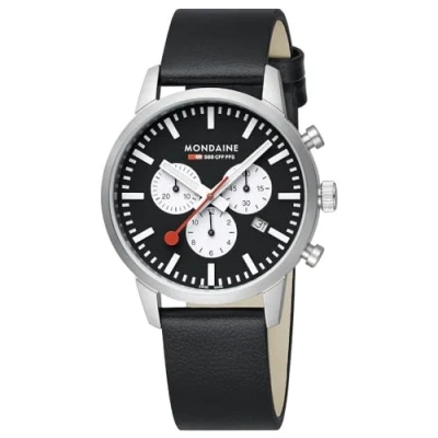 Bild av Mondaine Män analog schweizisk kvartsurverk klocka med vegansk druvläder armband MSD.41420.LBV, svart, Rem