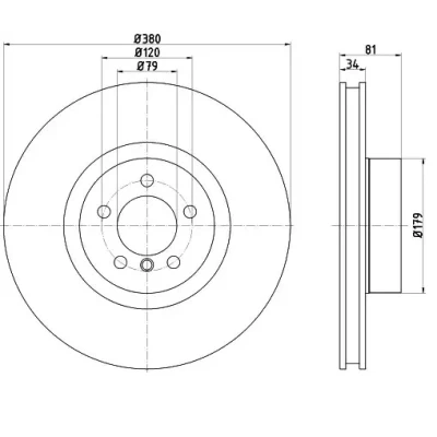 Bild av VAICO V48 80008 Disque de frein Essieu avant 380 34 5 120 ventilé Qualité originale LAND ROVER: Range Rover 3