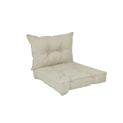 Bild av POKAR Loungekuddar Sittdynor Stolkuddar för Stol Trädgårdsmöbelkuddar, Uppsättning av 2 (1x Sittdyna 60x60x10 cm + 1x Ryggdyna 60x40x10 cm), Beige