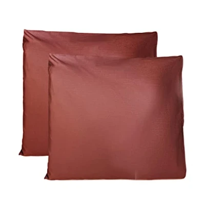 Bild av Par av örngott 100% ren bomull 60x60 CM, set om 2 sängkuddsöverdrag tillverkade i Italien, kuvertstängning, enfärgade, standardstorlek Bordeaux