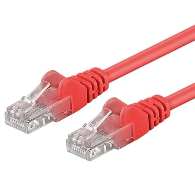 Bild av PremiumCord nätverkskabel, Ethernet, LAN &amp; Patch kabel CAT5e, UTP, snabb flexibel och robust RJ45 1 Gbit/S, AWG 26/7, kopparkabel 100% Cu, röd, 0, 5 m