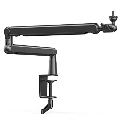 Bild av FIFINE Mikrofonarm, platt justerbar stång mikrofonstativ med mikrofonklämma, skruvadapter, kabelhantering, för podcast, streaming, gaming, studio