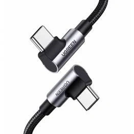 Bild av Ugreen USB C laddkabel med vinkel 1m 100W PD svart vävd