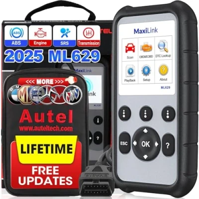 Bild av Autel ML629 Automotive OBD2 Scanner, 2024 Senaste Modellen Uppgraderad av AL619, ML619, Bilkodläsare Check Engine ABS SRS Transmission Diagnostic Scan Tool med Auto VIN, Ready Test, DTC Lookup