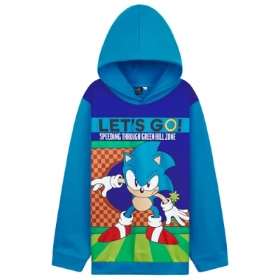 Bild av SONIC THE HEDGEHOG huvtröja för pojkar tonåringar skuggknogar svansar varm jumper ledig pullover, Blå/multi, 9 10 år