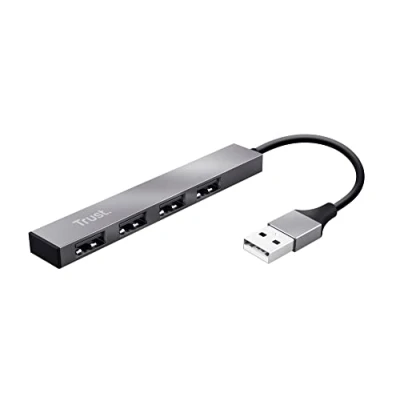 Bild av Trust Urban Halyx Mini USB 2.0 hubb med 4 portar, aluminium, för PC, bärbar dator, Mac, silver