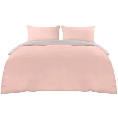 Bild av Utopia Bedding Påslakanset Påslakan I Mjuk Mikrofiber Polyester 220x230 cm Med 2 Örngott 50x75 För Sängkläder Grå/Rosa