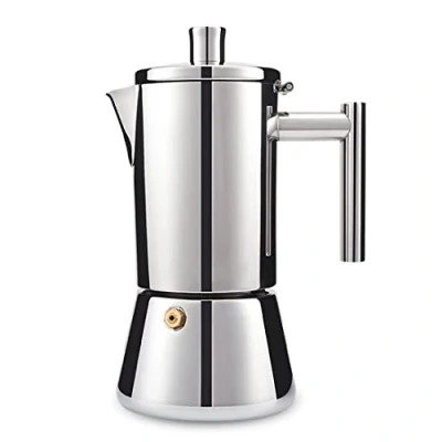 Bild av GNCHome italiensk kaffebryggare 12 koppar i rostfritt stål för induktion, glaskeramik, el och gas espressomaskin, 550 ml