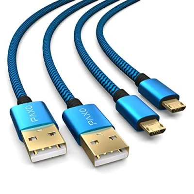 Bild av 2 x PS4 styrenhet, laddkabel, m kabel för Playstation 4, Sony slim, Microsoft Xbox One kontroller, mikro USB blåsvart