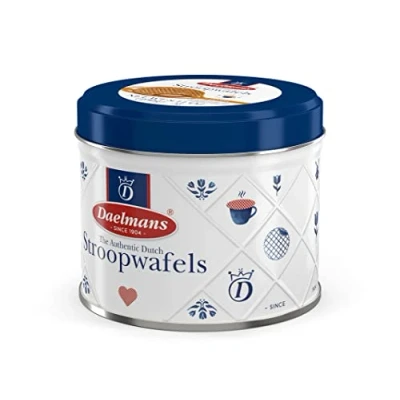 Bild av Daelmans Stroopwafels i burk Värdepaket: 9 burkar (330 gram per burk) Äkta holländsk original Stroopwafel