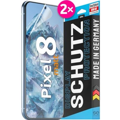 Bild av S.E för Google Pixel 8 folie, matt antireflexd, 2 x full skärm, positioneringshjälp, skyddsfilm, displayfilm, pixlar skyddsfilm från Tyskland