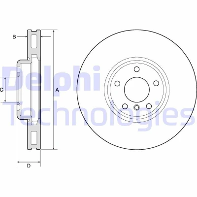 Bild av DELPHI BG9156C Disque de frein 348 36 5 ventilé revêtu à haute teneur en carbone sans roulement roue, bague ABS BMW: Berline, GT, 6 Coupe
