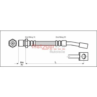 Bild av METZGER 4114679 Flexible De Frein 325 OPEL: Corsa B 3/5 portes, Combo Van, Tigra Coupe, DAEWOO: Lanos portes