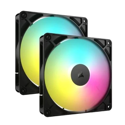 Bild av CORSAIR RS140 ARGB 140 mm PWM Fläktar Daisy Chain Anslutning Lågbrusig Magnetiskt Kupollager Dubbelförpackning Svart