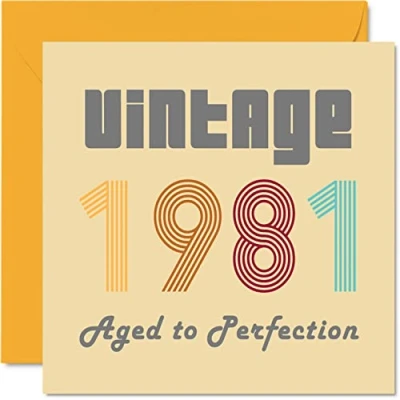 Bild av Stuff4 födelsedagskort till 42. Födelsedag för män och kvinnor Vintage 1981 Aged To Perfection 42 rolig henne honom 145 mm x gratulationskort