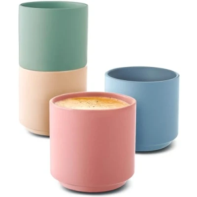 Bild av Cosumy Espressokoppar i set 4 Pastellfärgad Keramik Minimalistisk och Stapelbar Design Värmetåliga tjockväggiga tål maskindisk 80 ml