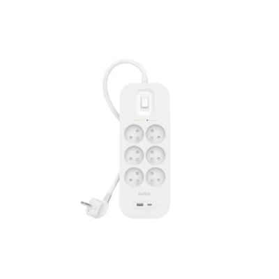 Bild av Belkin Connect Överspänningsskydd med USB C och A portar AC utgångskontakter: 6 2 m sladd