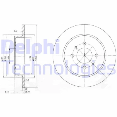 Bild av DELPHI BG3102 Disque de frein 260 10 4 plein huilé non traité sans roulement roue, bague ABS MITSUBISHI: COLT