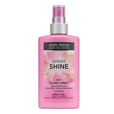Bild av John Frieda Brilliant Shine 3 i 1 glans spray innehåll: 150 ml glans, utredning och värmeskydd utan att tynga ner silikonfri