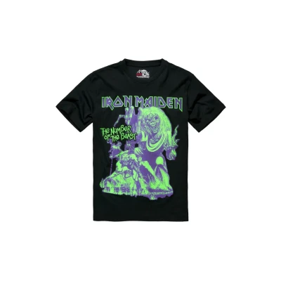 Bild av Brandit IRON Maiden NOTB GLOW IN THE DARK Pigment Tshirt med print, Storlek: 7XL, Black