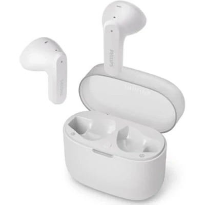 Bild av PHILIPS TAT2139WT/00 True Wireless In Ear Bluetooth hörlurar små knoppar. Bra värde naturligt ljud. Dynamisk bas, laddningsfodral i fickstorlek, tydliga samtal vit